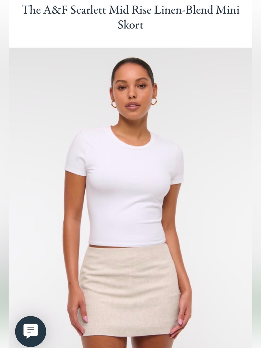 Abercrombie & Fitch Scarlett Mid Rise Mini Skort in Oatmeal, Small
